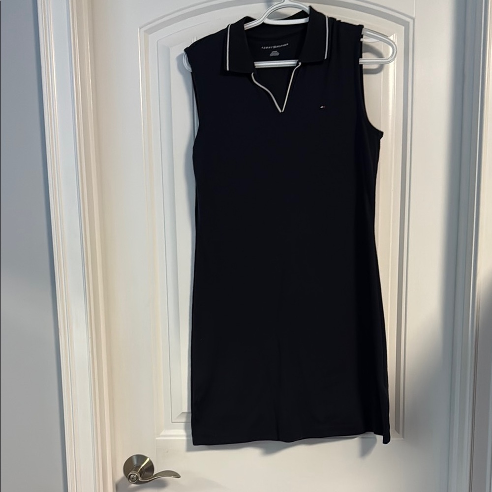 Tommy Hilfiger Navy Blue Sleeveless Polo Collar Sheath Dress